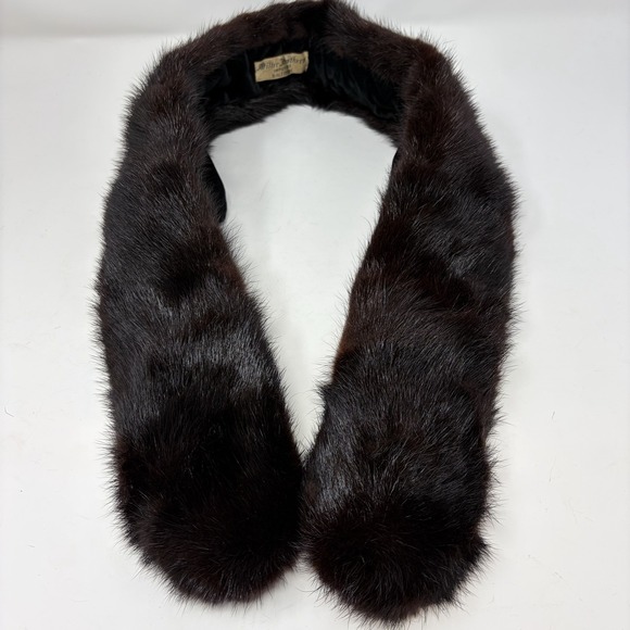 Vintage Miller Brothers Genuine Mink Fur Collar Dark Brown Detachable Estate - Picture 6 of 11